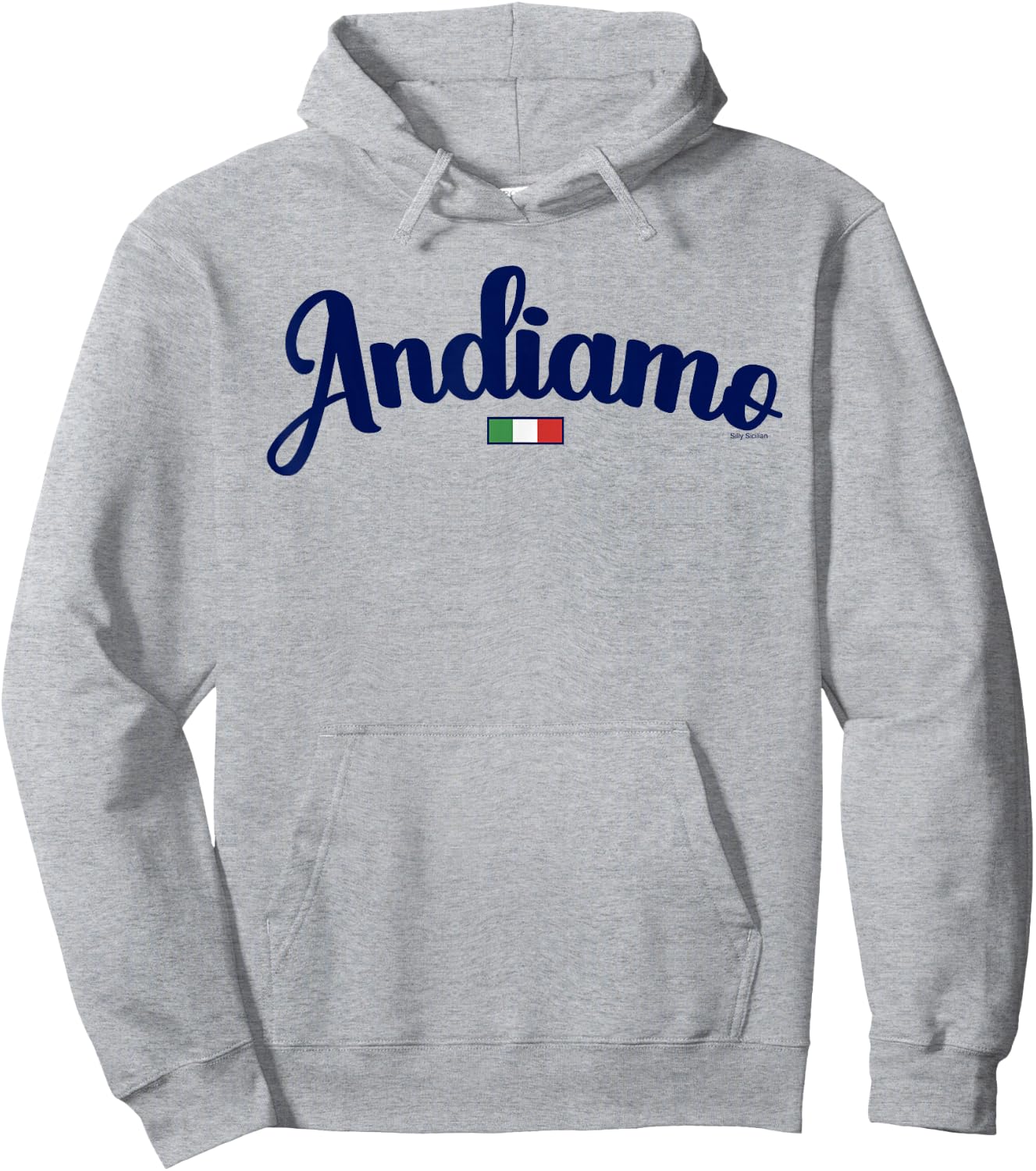 Andiamo Let's Go To Italy Italian Travel Navy Script & Flag Hoodie - Hoodie | Ash