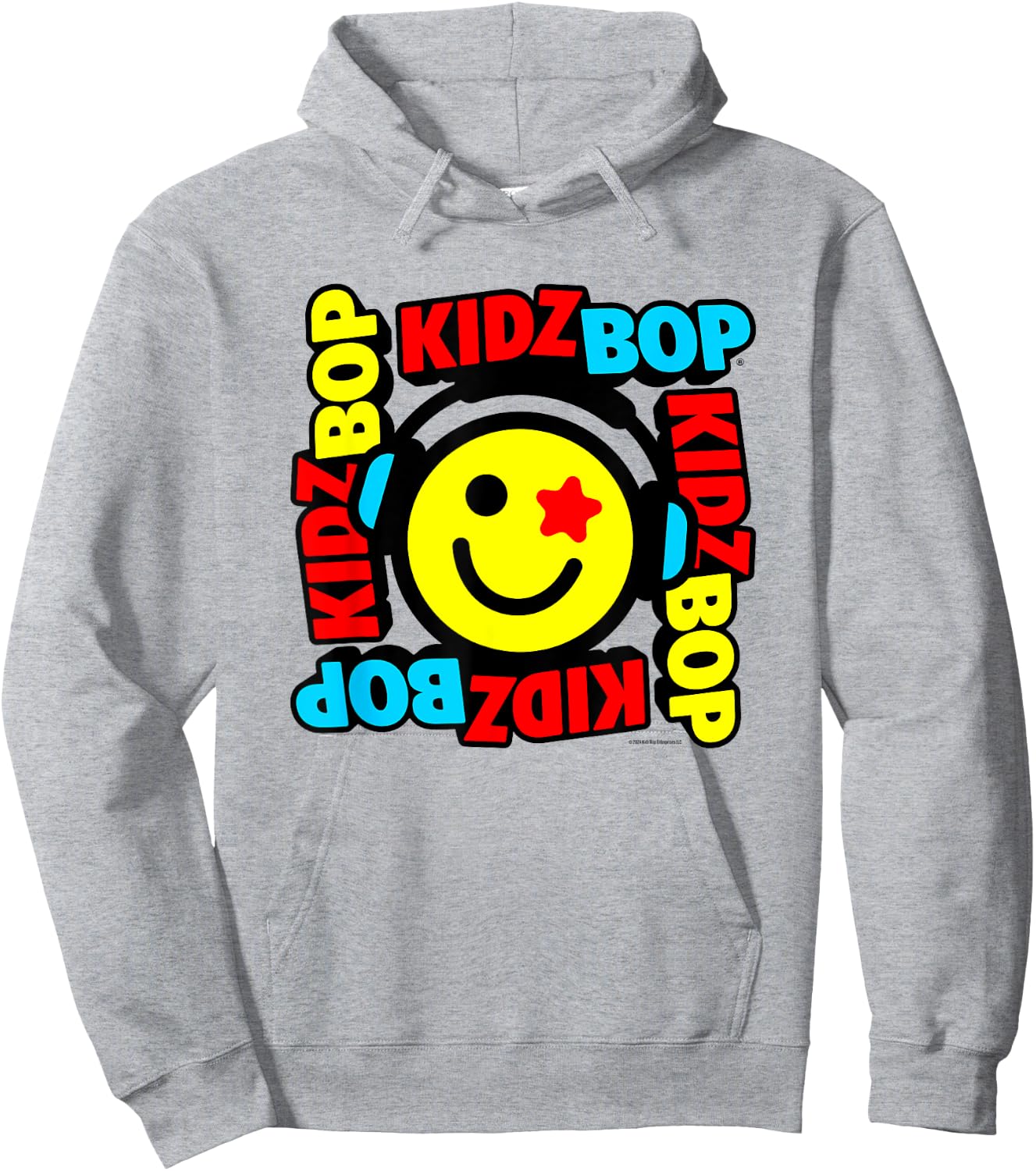 KIDZ BOP Merch – Star Smiley Face With Headphones Hoodie - Hoodie | Ash
