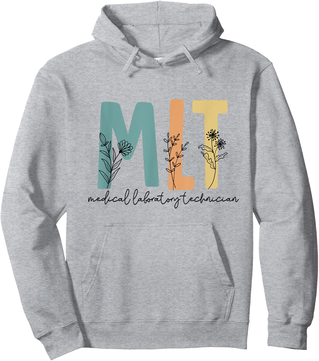 Retro Wildflower MLT Medical Laboratory Technician Scrub Hoodie - Hoodie | Ash