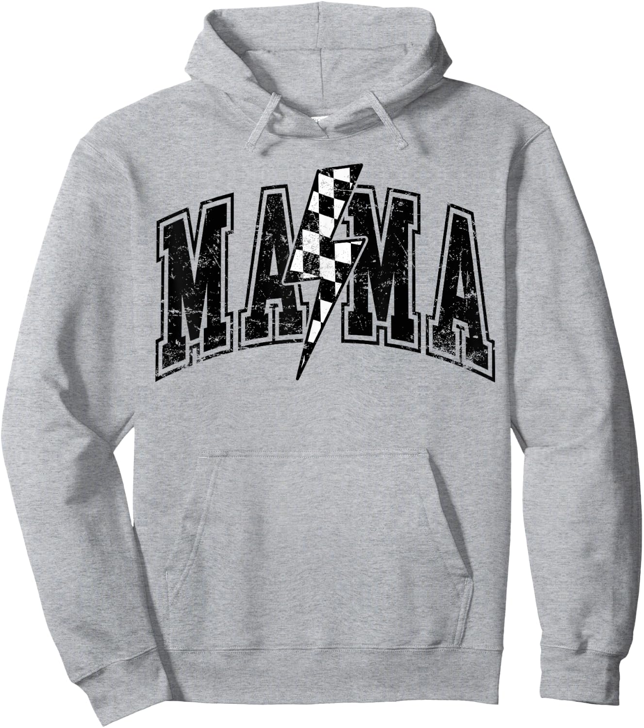 Mama Lightning Bolt Checkered Mother's Day Varsity For Mom Hoodie - Hoodie | Ash