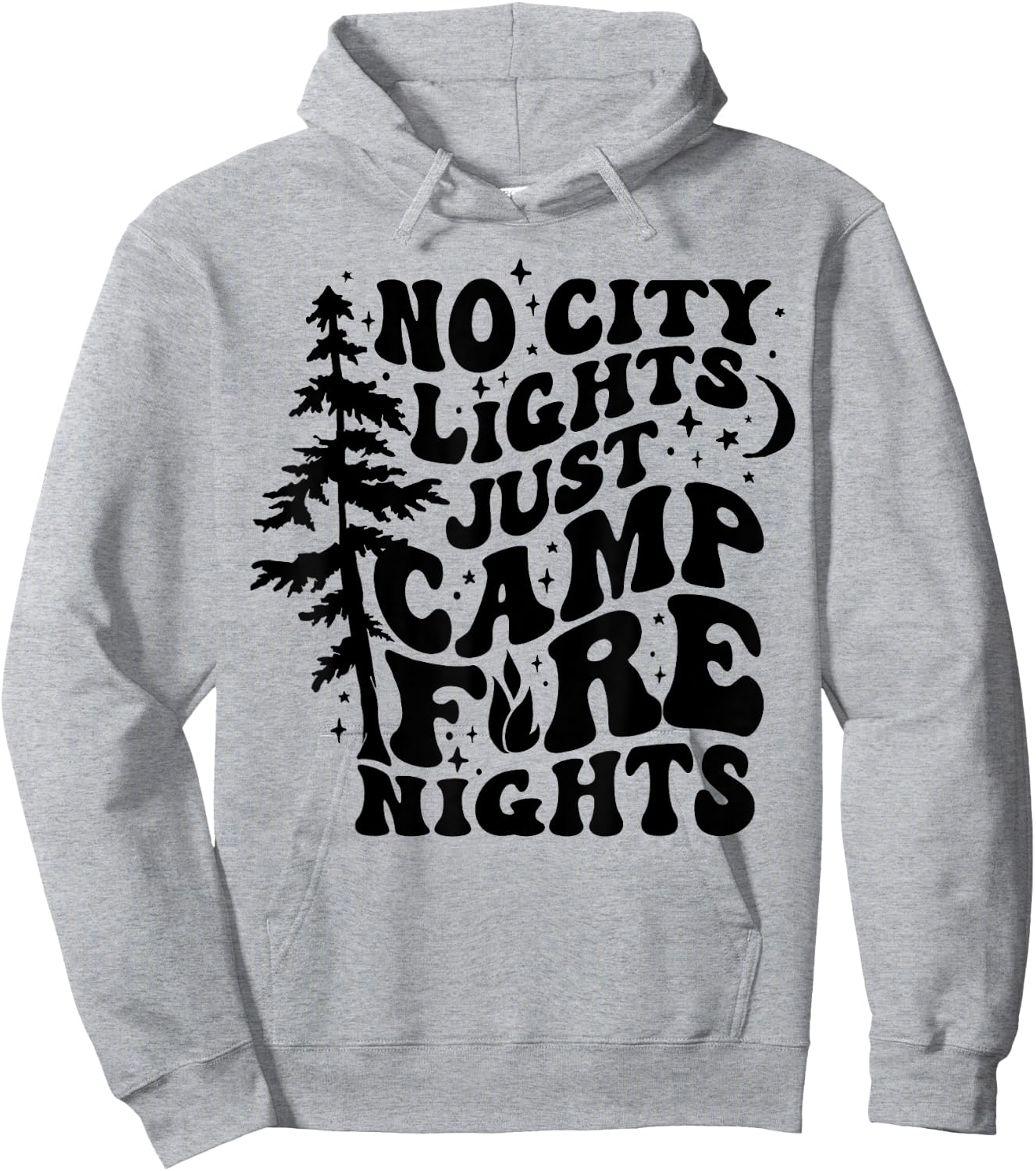 No City Lights Just Camp Fire Nights Camping Funny Saying Hoodie - Hoodie | Ash