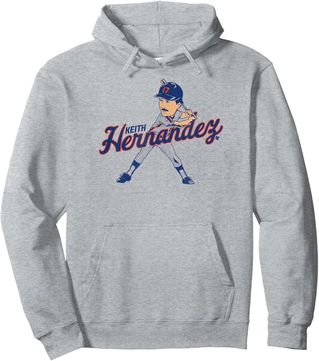 Keith Hernandez: Caricature - New York Baseball Hoodie - Hoodie | Ash