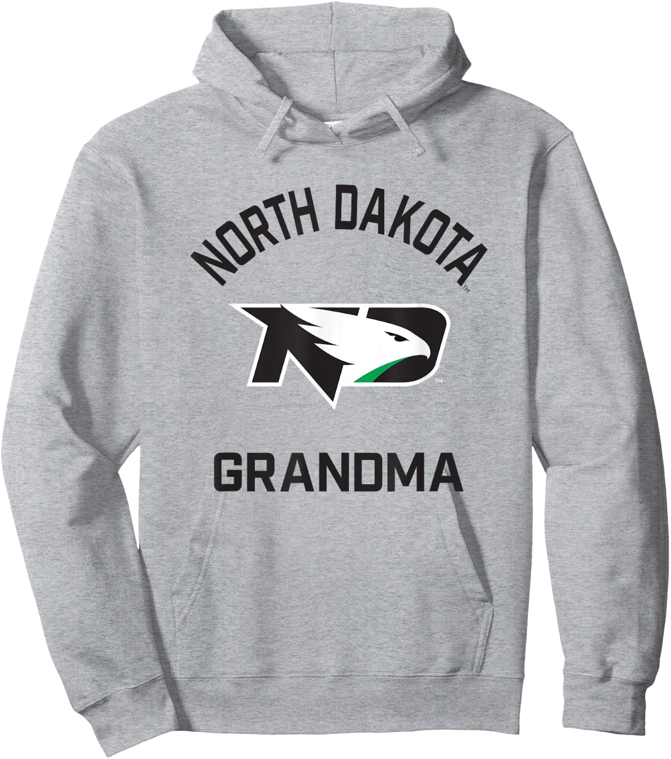 University of North Dakota Fighting Hawks Arched Grandma Hoodie - Hoodie | Ash