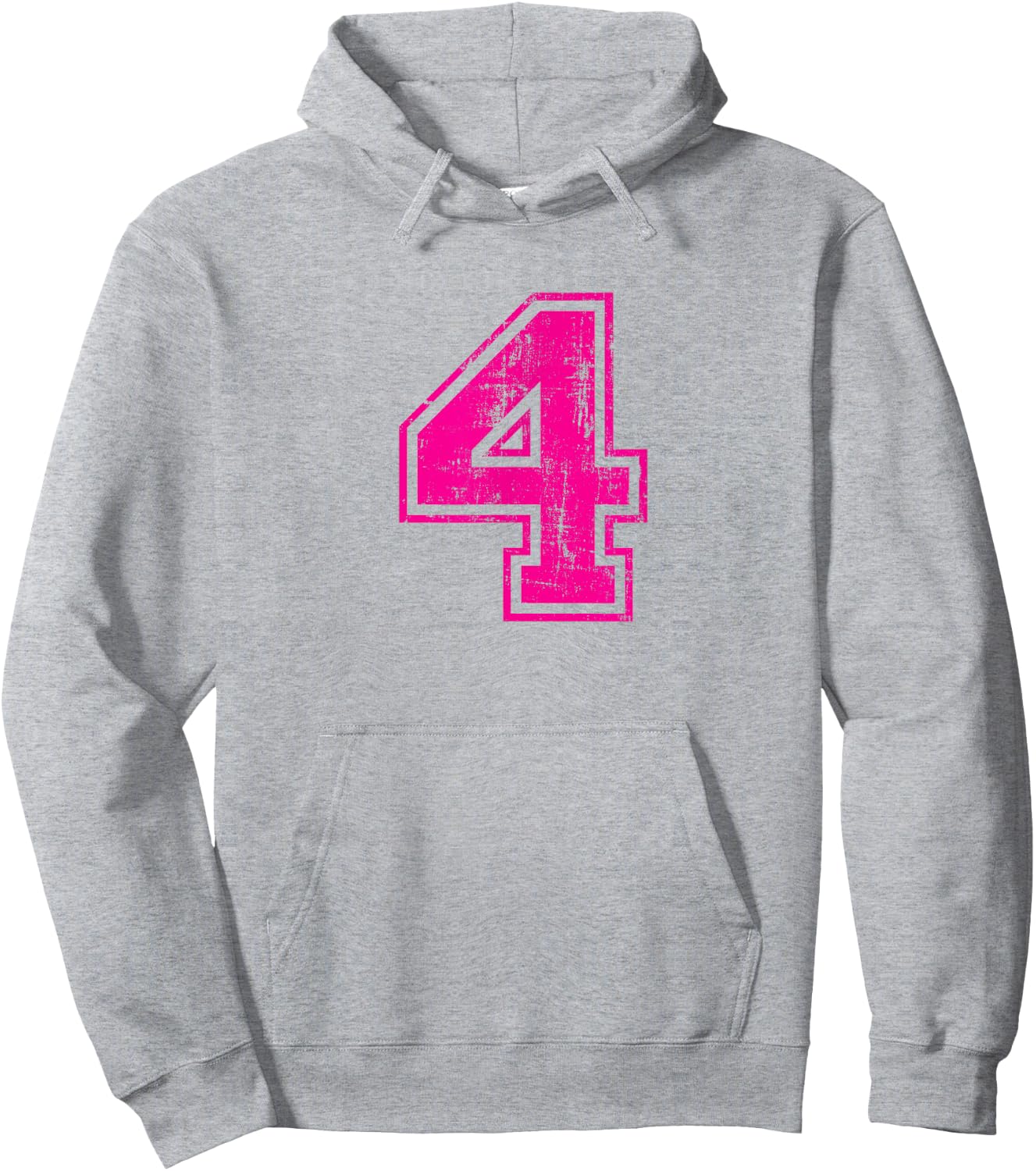 Number 4 Four Varsity Distressed Vintage Sport Team Player's Hoodie - Hoodie | Ash