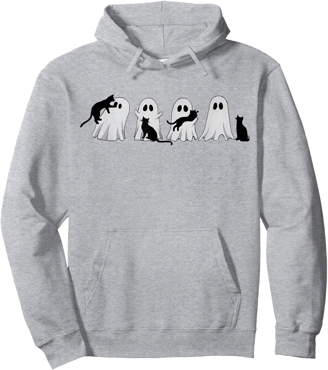 Cute Ghost Cat Halloween Outfit Costumes Cat Lover Spooky Men Women Kids Hoodie - Hoodie | Ash
