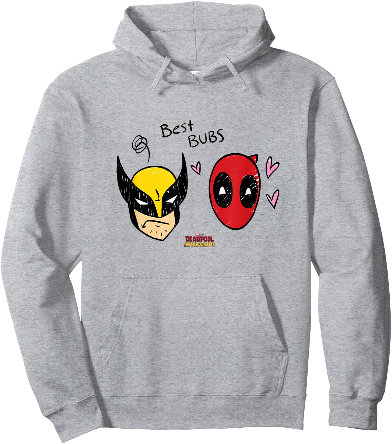 Marvel Deadpool & Wolverine Best Bubs Faces Doodles Hoodie - Hoodie | Ash