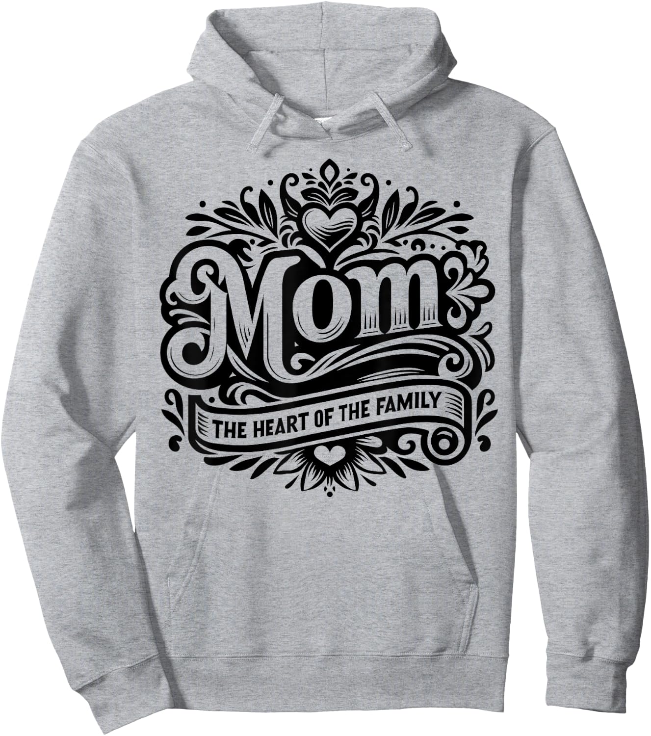 Mom the Heart of the Family Funny Mother's Day Mom Hoodie - Hoodie | Ash