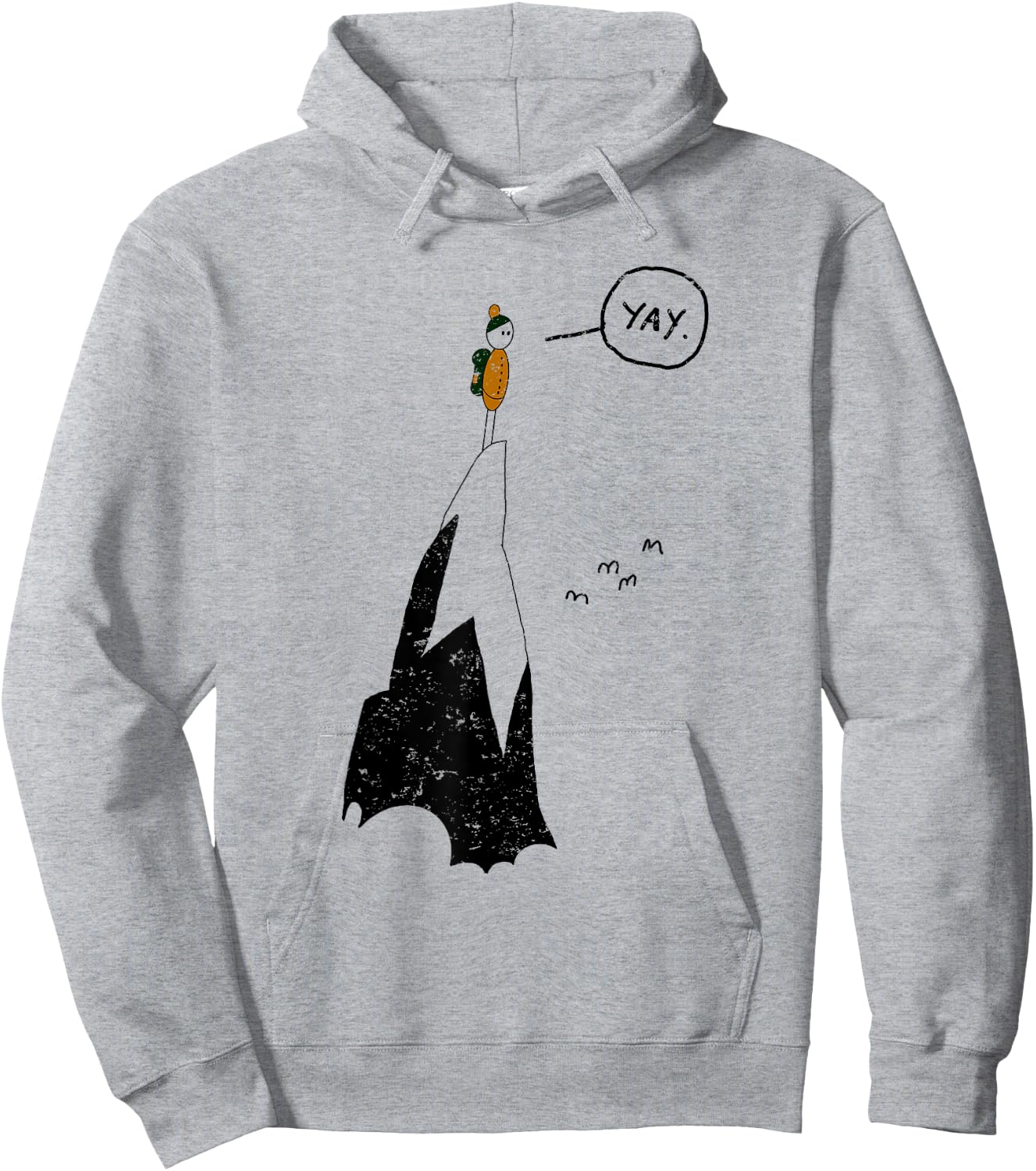 Yay Funny Mountain Climber Hiker Mountaineer Hand Drawn Hoodie - Hoodie | Ash