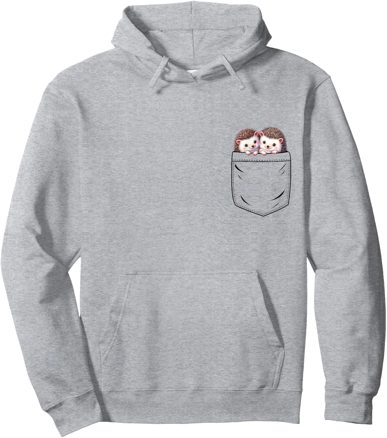 Hedgehog Lovers Cute Funny Hedgehog In Pocket , Small, Grey Hoodie - Hoodie | Ash