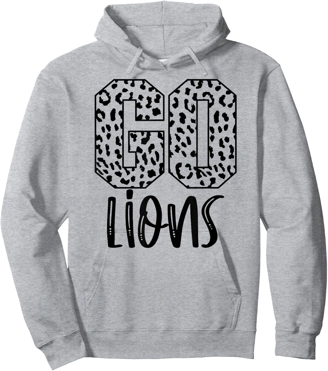 Lions Team Mascot School Spirit Game Night Leopard Print Hoodie - Hoodie | Ash