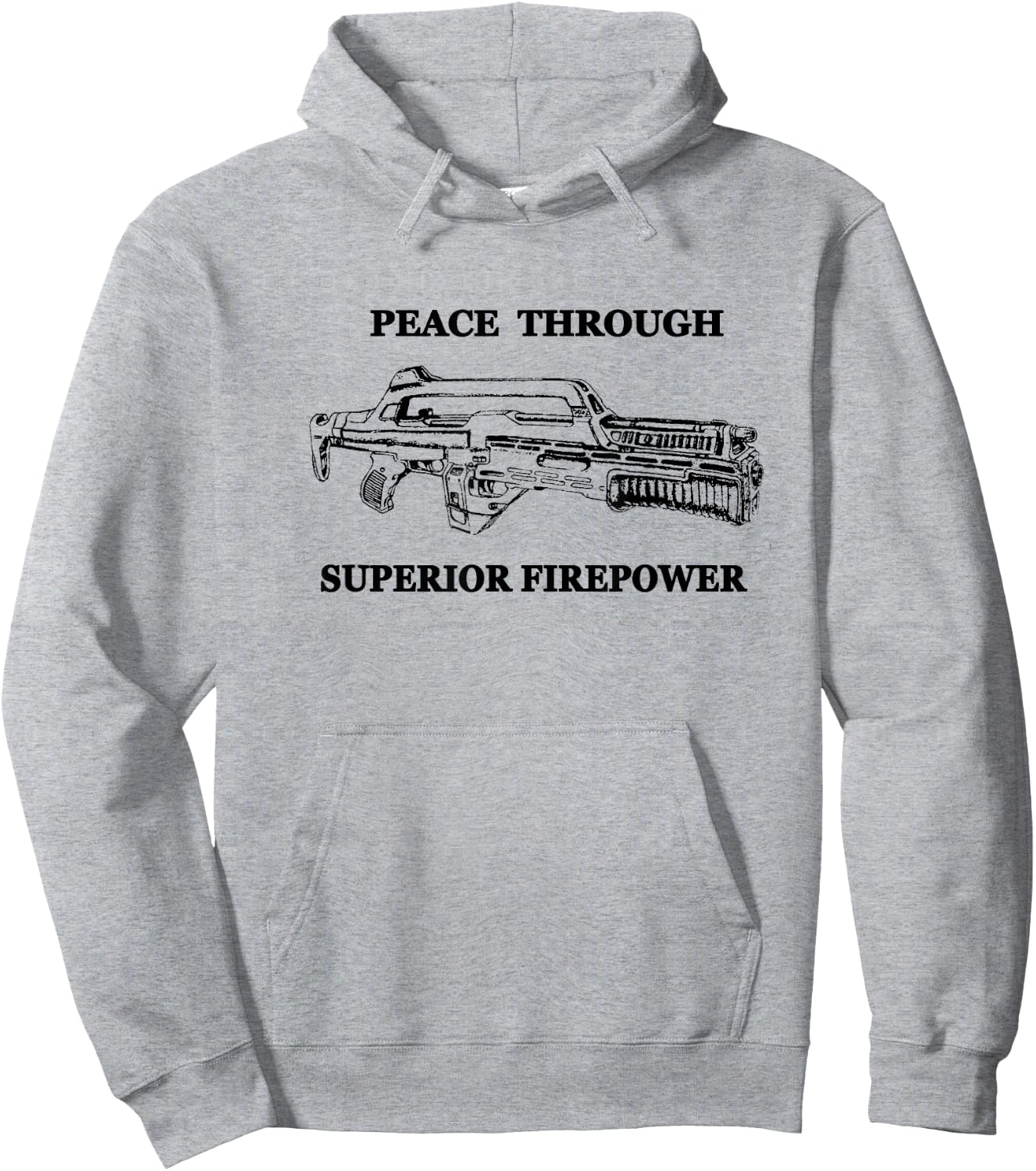 Peace Through Superior Firepower - Retro 80's Sci-fi Hoodie - Hoodie | Ash