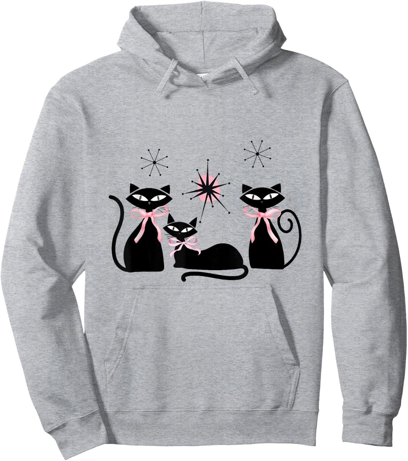 Atomic Cats Pink Bows Black Kitties MCM Girl Hoodie - Hoodie | Ash