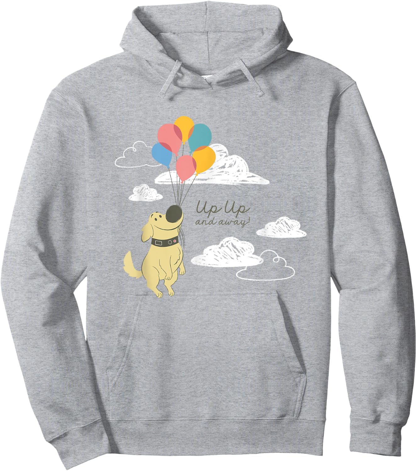 Disney Pixar Up Cute Dug Up Up And Away! Big Chest Logo Hoodie - Hoodie | Ash