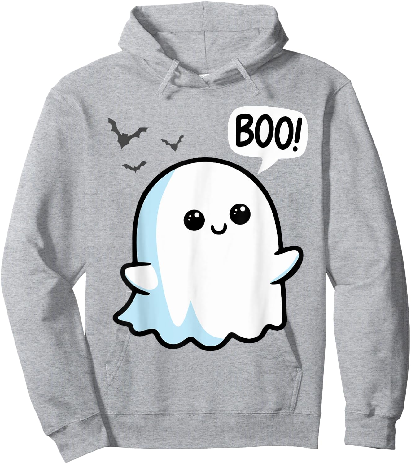 Ghost Saying Boo Spooky Halloween Cute toddler boys girls Hoodie - Hoodie | Ash