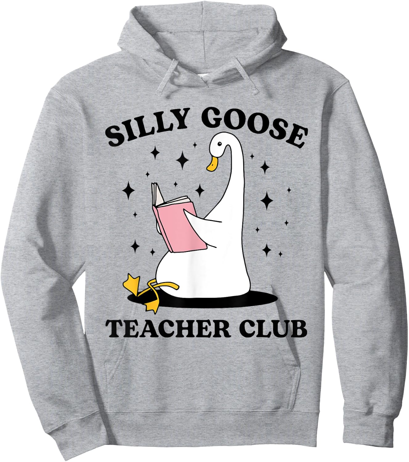 Silly Goose Teacher Groovy Club Silly Goose Book Reading Hoodie - Hoodie | Ash