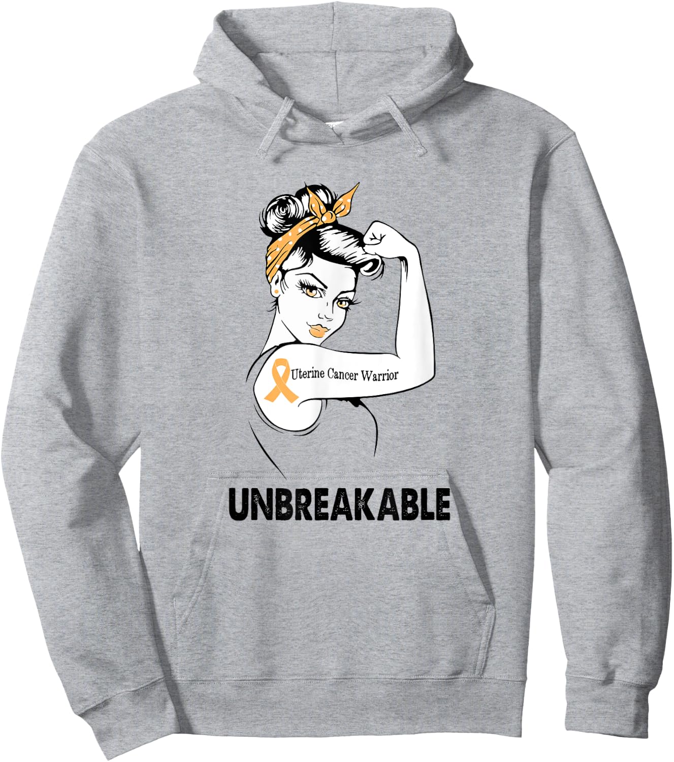 Uterine Cancer Warrior Unbreakable Gift Awareness Hoodie - Hoodie | Ash