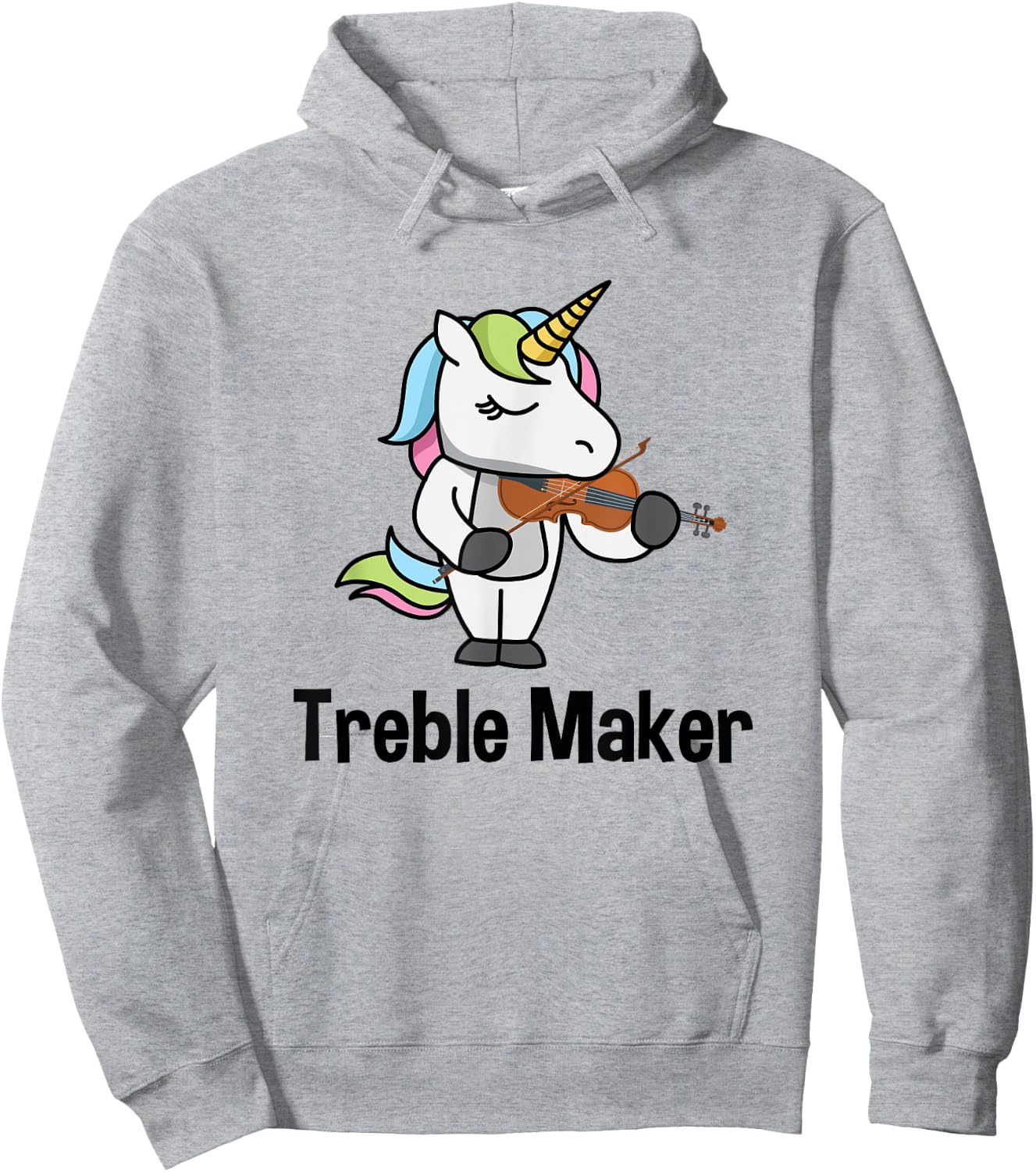 Violin Shirt for Girls - Treble Maker Unicorn Violinist Hoodie - Hoodie | Ash