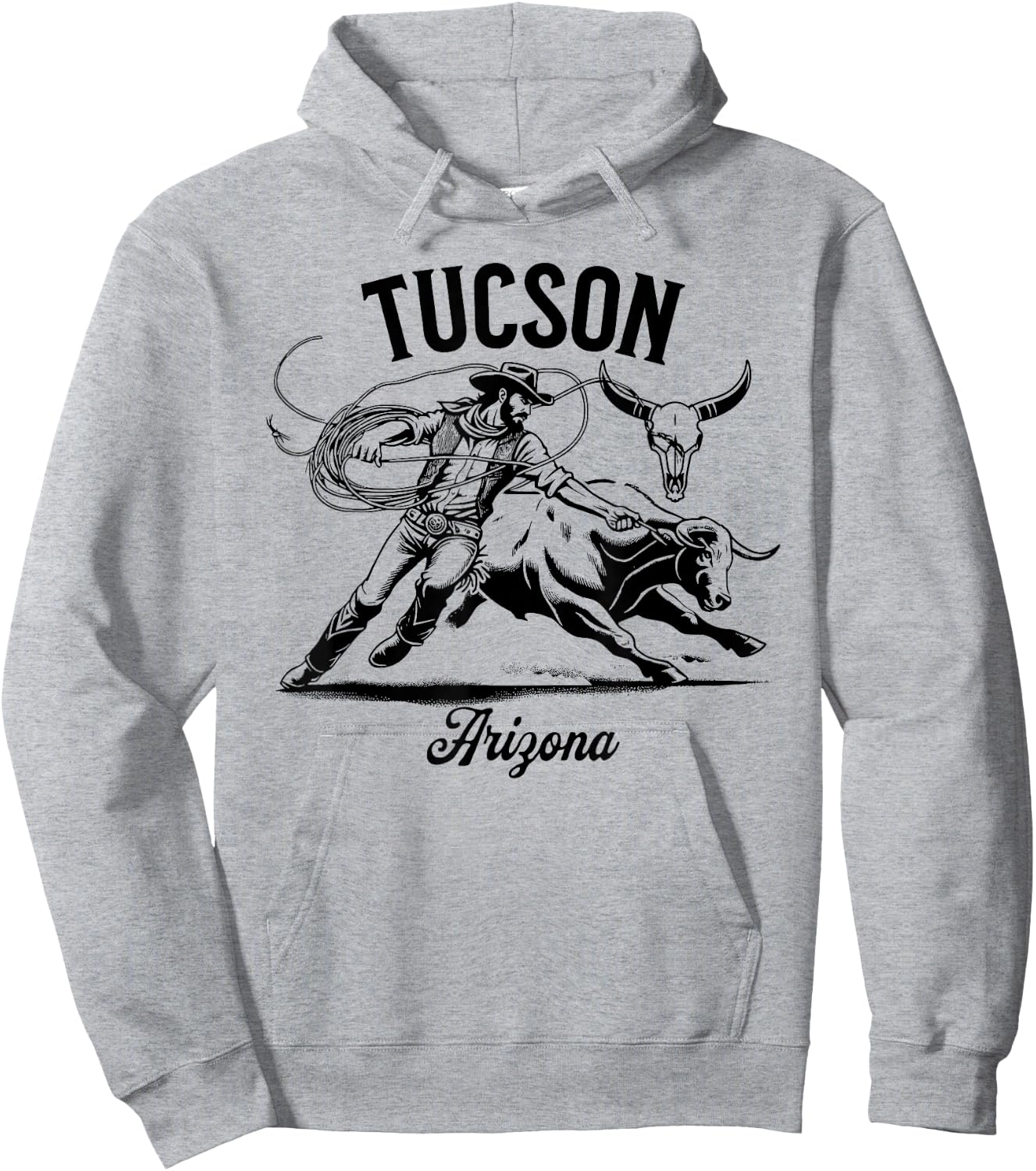 Tucson Arizona Rodeo Bull Rider Steer Wrangler Cowboy Hoodie - Hoodie | Ash