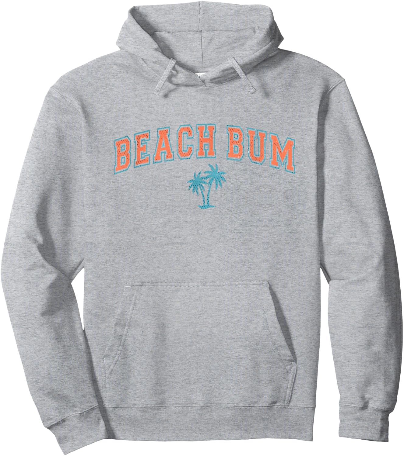 Vintage Beach Bum Shirt Varsity Text Palm Tree Simple Summer Men Women Girls Kids Hoodie - Hoodie | Ash