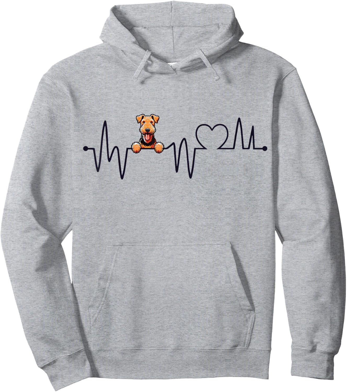 Airedale Terrier Heartbeat - Men Women Kids Airedale Lover Hoodie - Hoodie | Ash