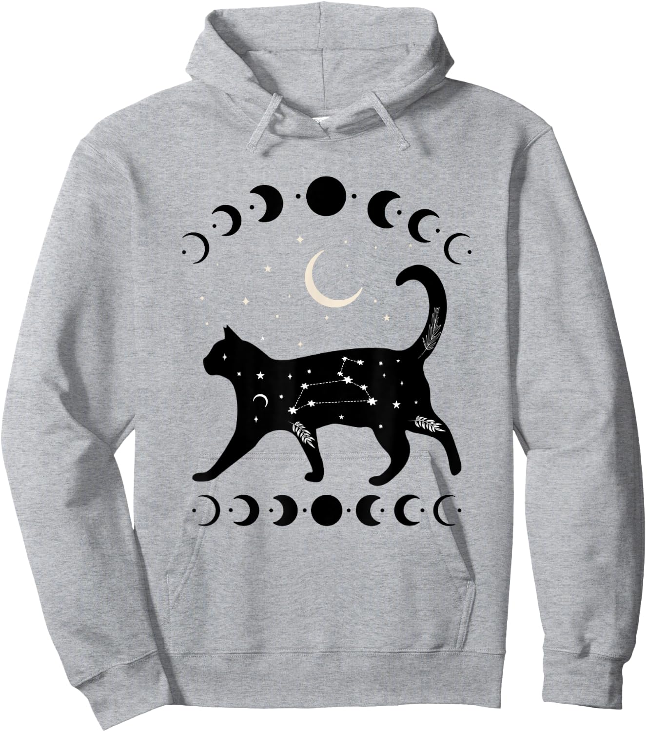 Crescent Moon Cat Star Mystical Celestial Women Men Kids Hoodie - Hoodie | Ash