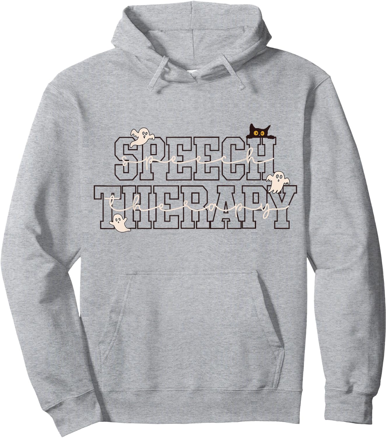 Speech Therapy SLP Ghost Speech Therapy Halloween Hoodie - Hoodie | Ash