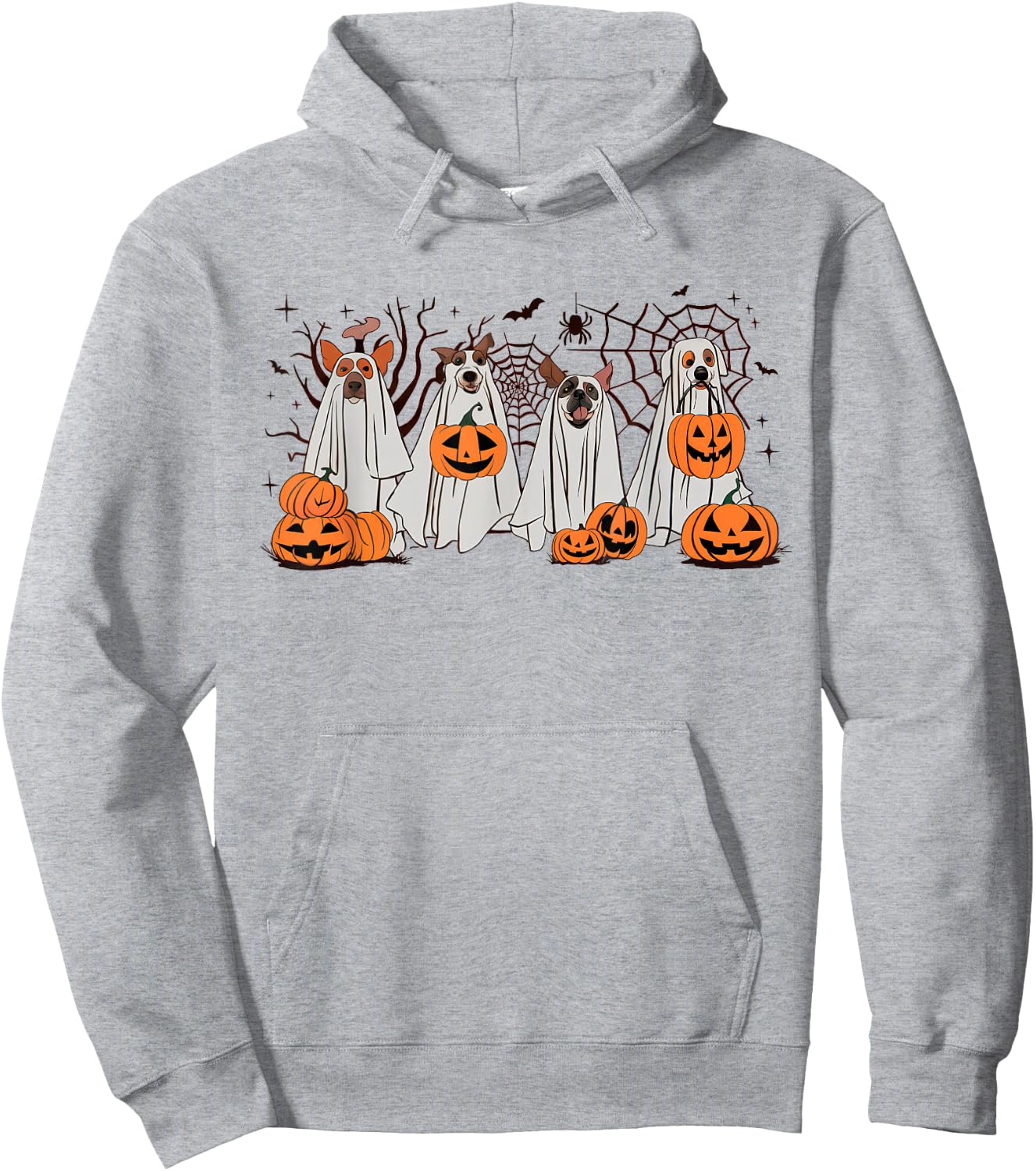 Halloween Boo Dogs Ghost Pumpkins Spooky Dog Lover Outfit Men Women Kids Hoodie - Hoodie | Ash
