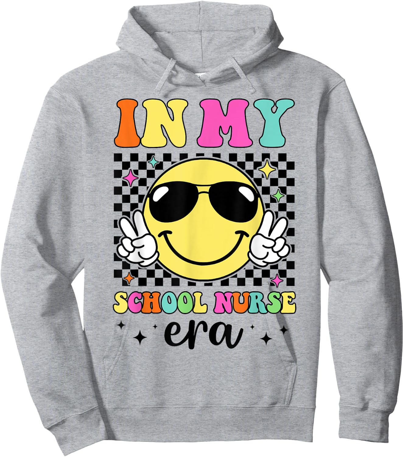 In My School Nurse Era Groovy Vintage Back To School Funny Hoodie - Hoodie | Ash