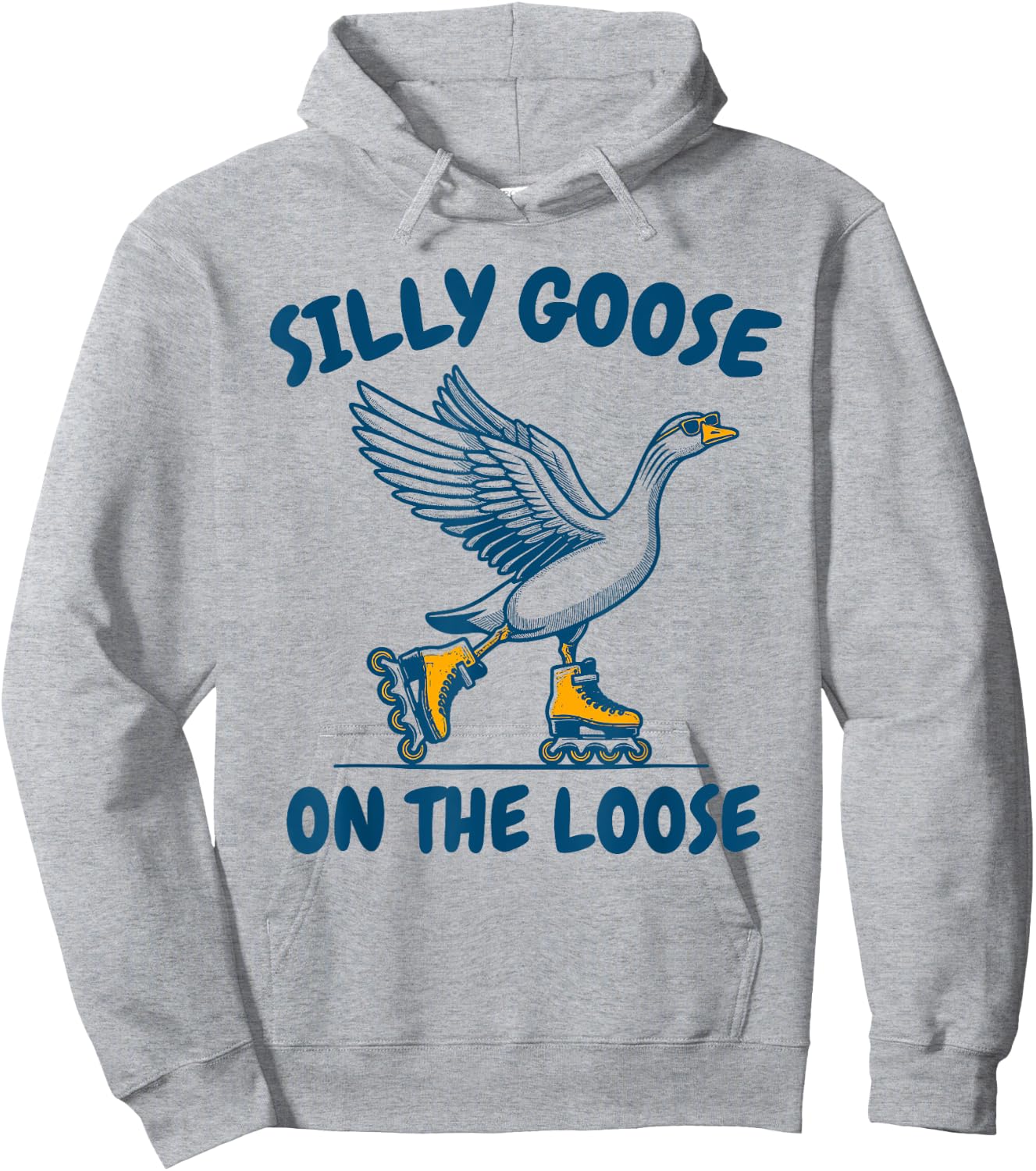 Funny Goose On The Escape Funny Animal Joke Retro Goose Hoodie - Hoodie | Ash