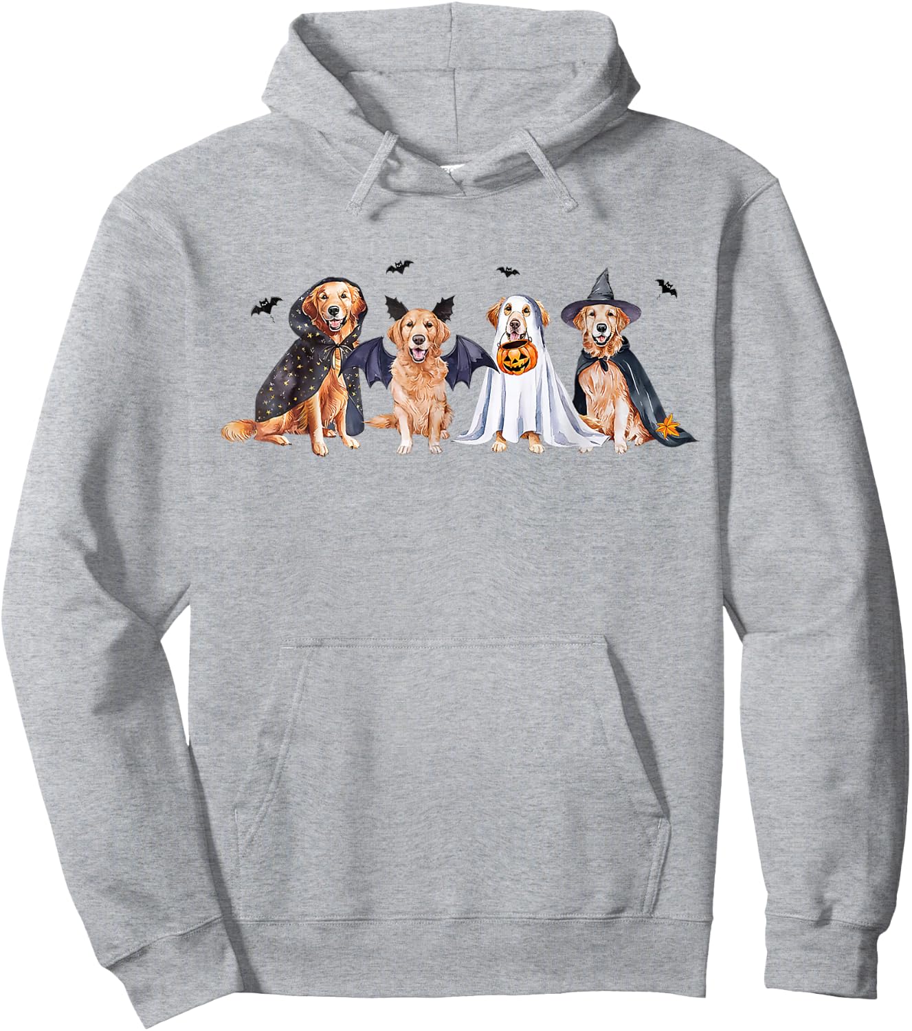 Golden Retriever Ghost Dog Halloween Golden Retriever Witch Women Kids Hoodie - Hoodie | Ash