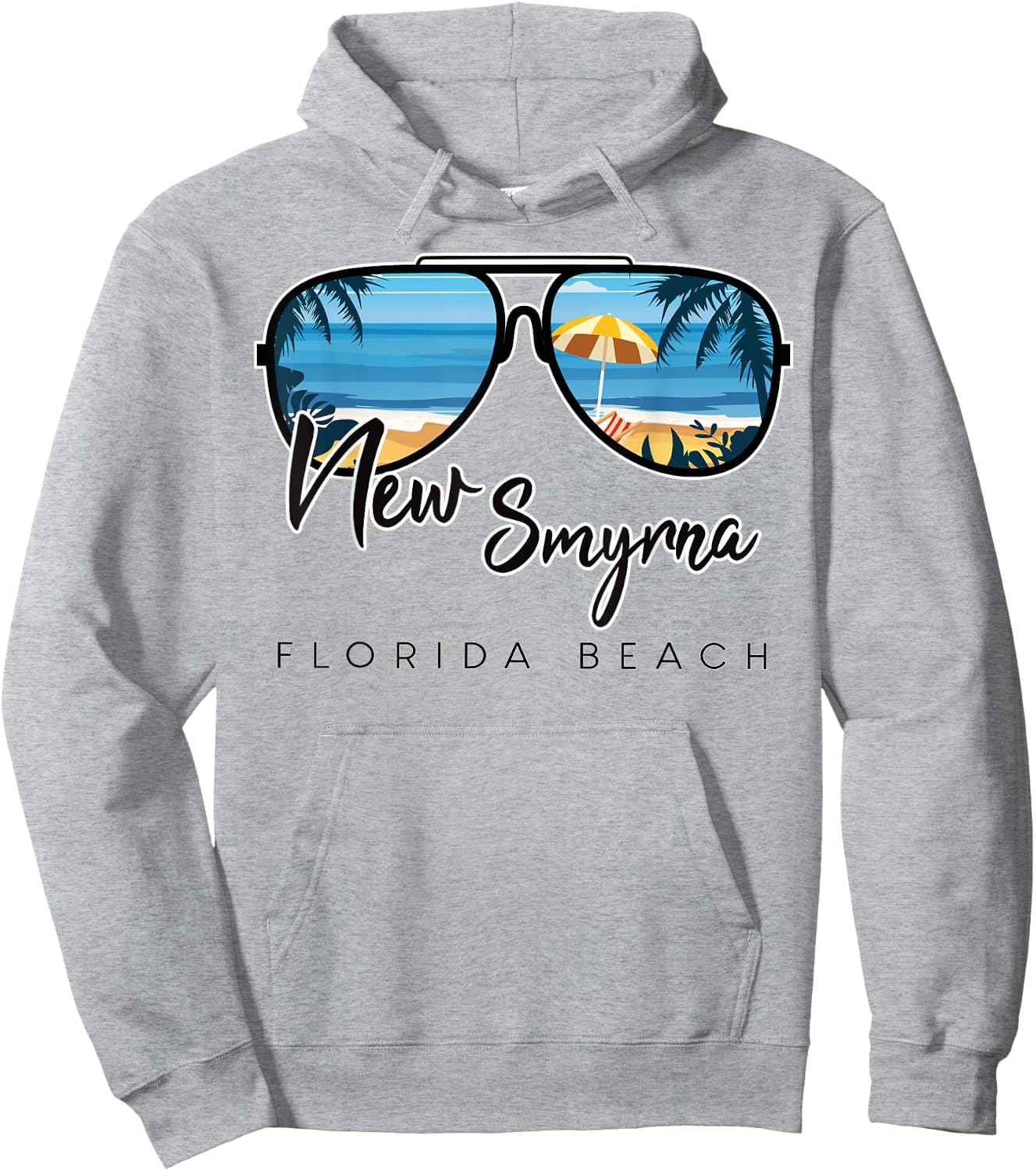 New Smyrna Beach Florida Palm Tree Sunglasses Souvenir Women Kids Hoodie - Hoodie | Ash