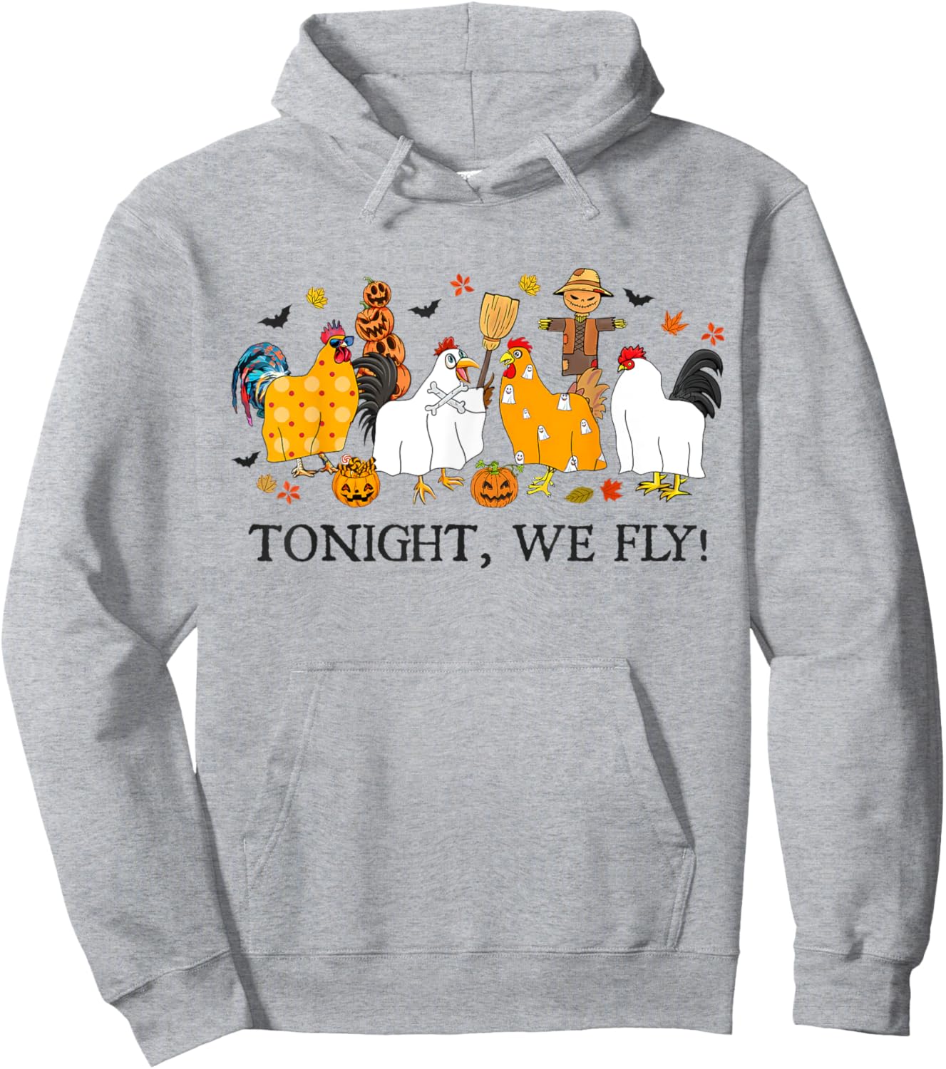 Tonight We Fly Funny Chicken Halloween Costume Spooky Season Hoodie - Hoodie | Ash