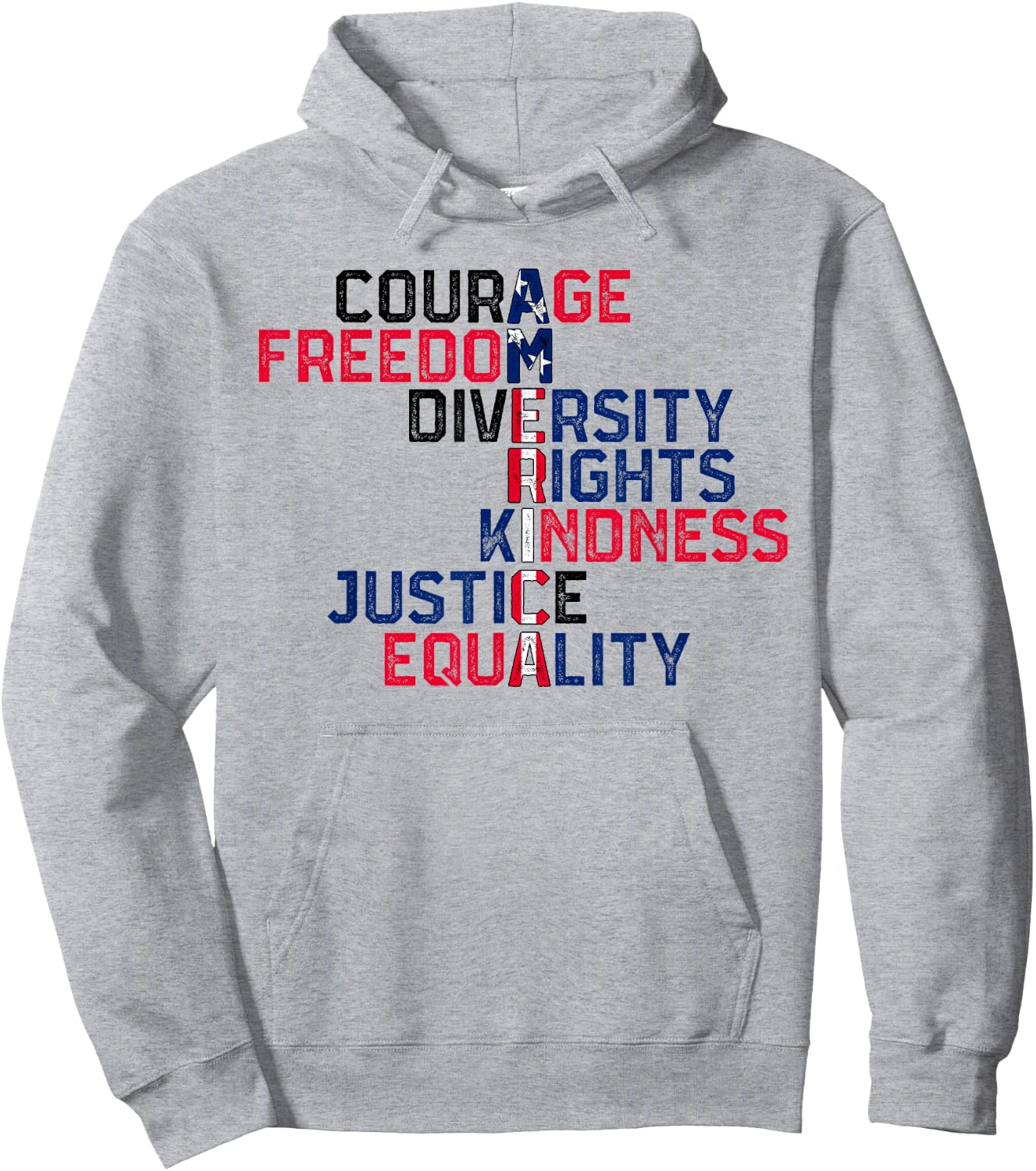 Courage Freedom Diversity Rights Kindness Justice Equality Hoodie - Hoodie | Ash