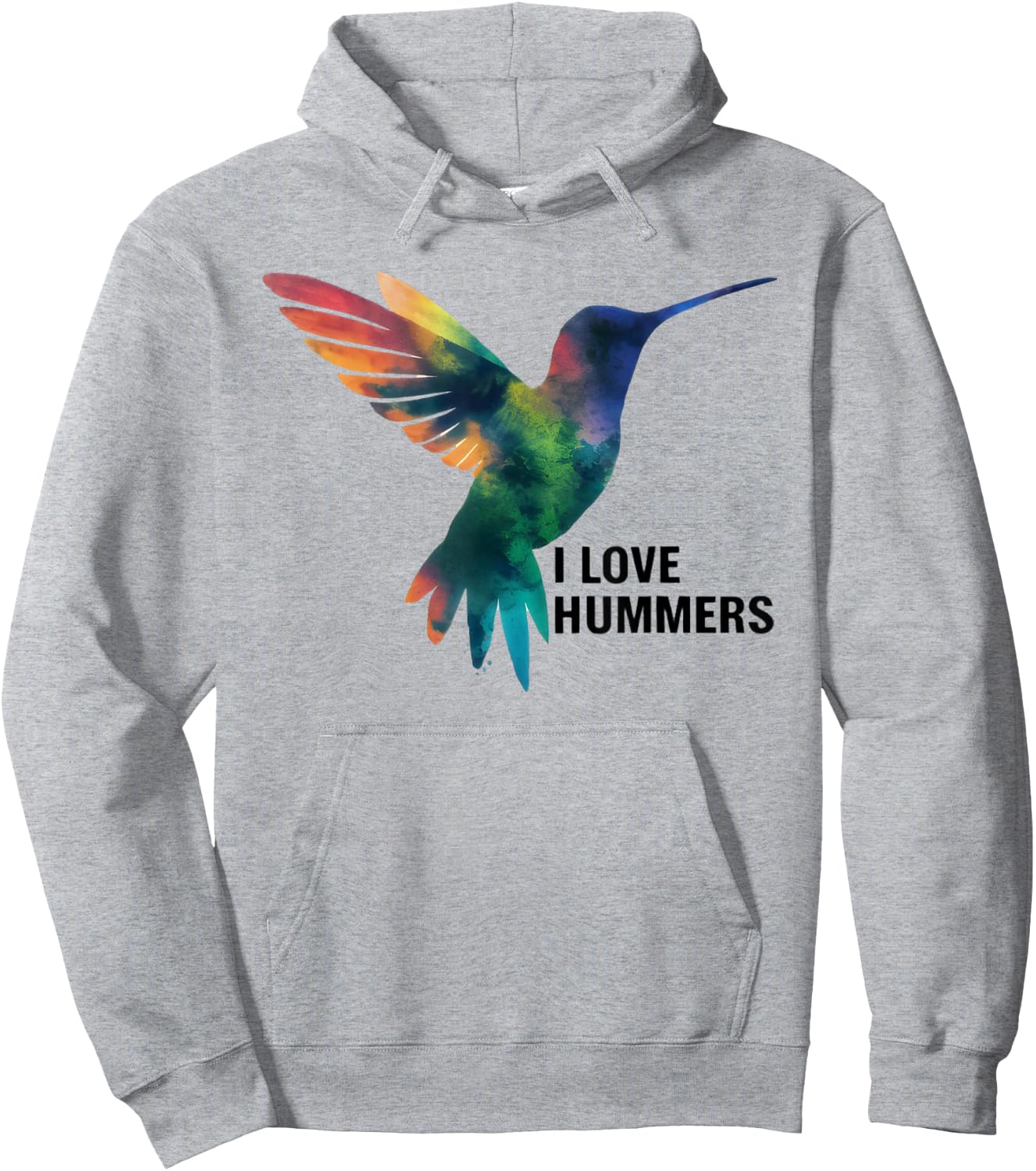 I Love Hummers bird Watercolor Stylized Colibri Hoodie - Hoodie | Ash