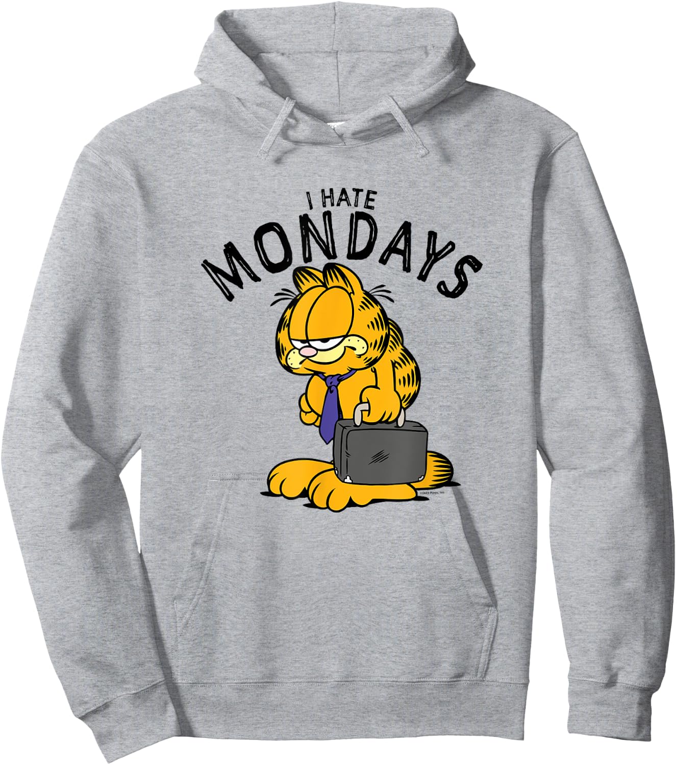 Garfield I Hate Mondays Grumpy Tie & Briefcase Shot Hoodie - Hoodie | Ash