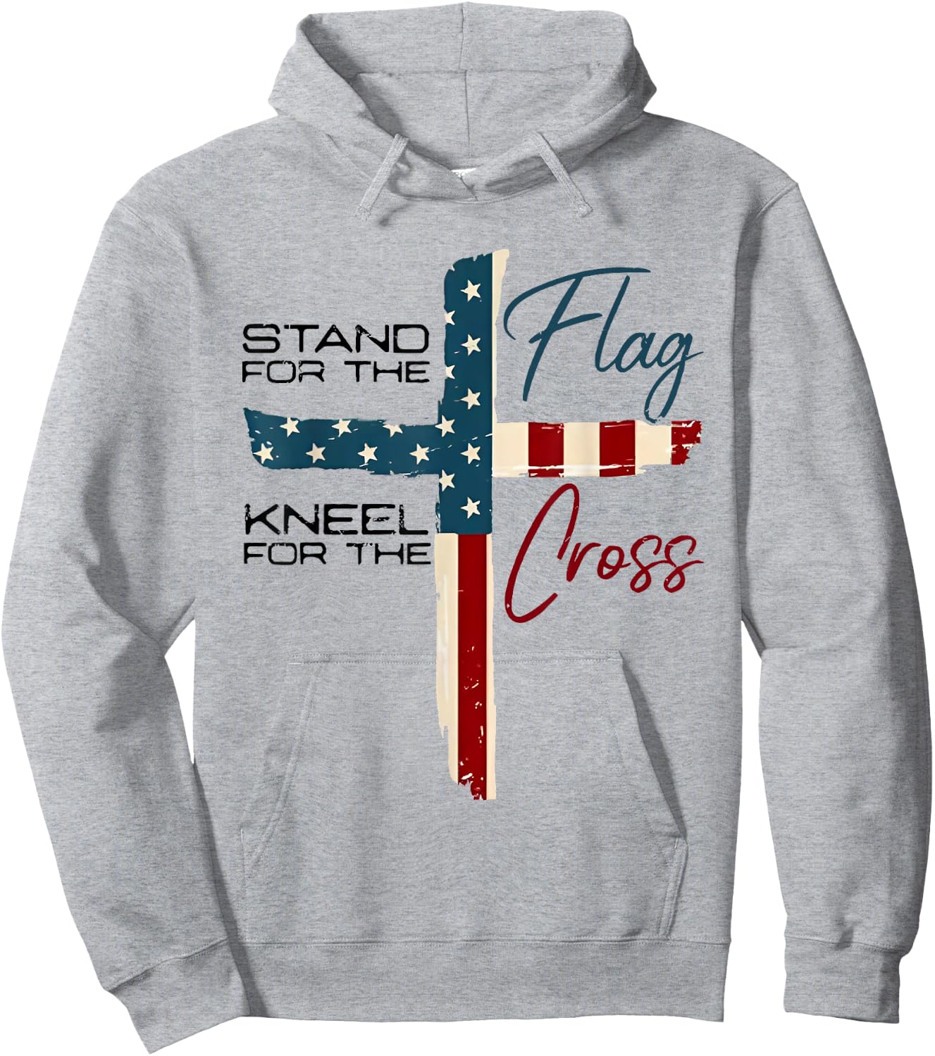Stand For The Flag 4th Of July Cross USA Flag Christian Hoodie - Hoodie | Ash