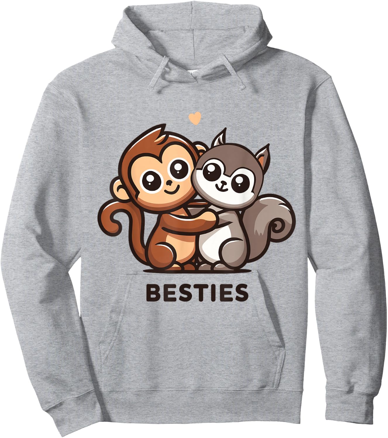 Cute Monkey and Squirrel Besties Friends Best Pal Hoodie - Hoodie | Ash