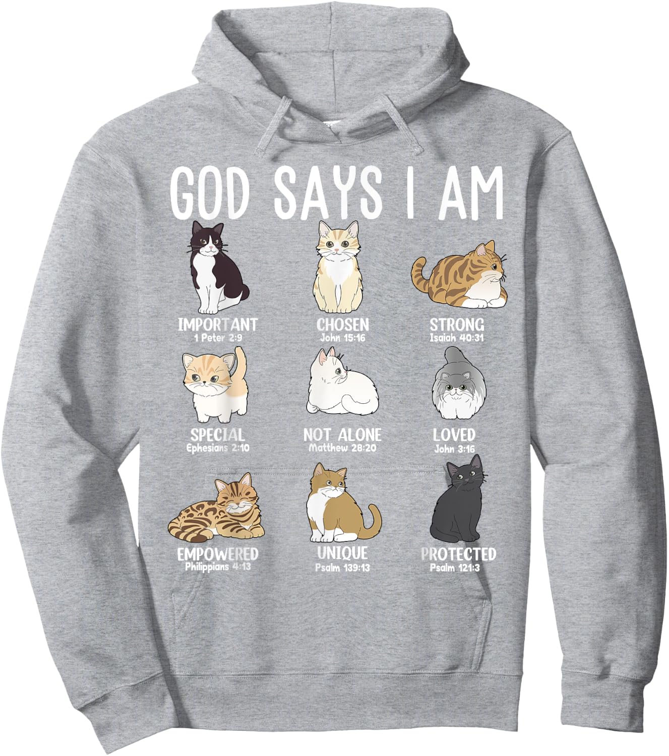 God Say Am Cat Christian Easter Teen Girl Toddler Mom Sister Hoodie - Hoodie | Ash