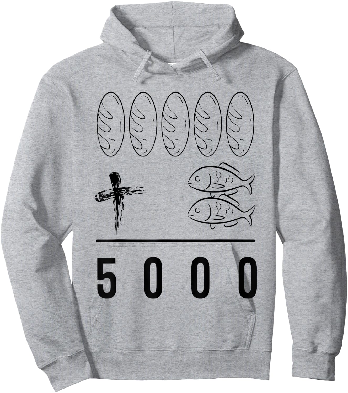 Retro Five Loaves Plus Two Fish Equals 5000 Christian Hoodie - Hoodie | Ash