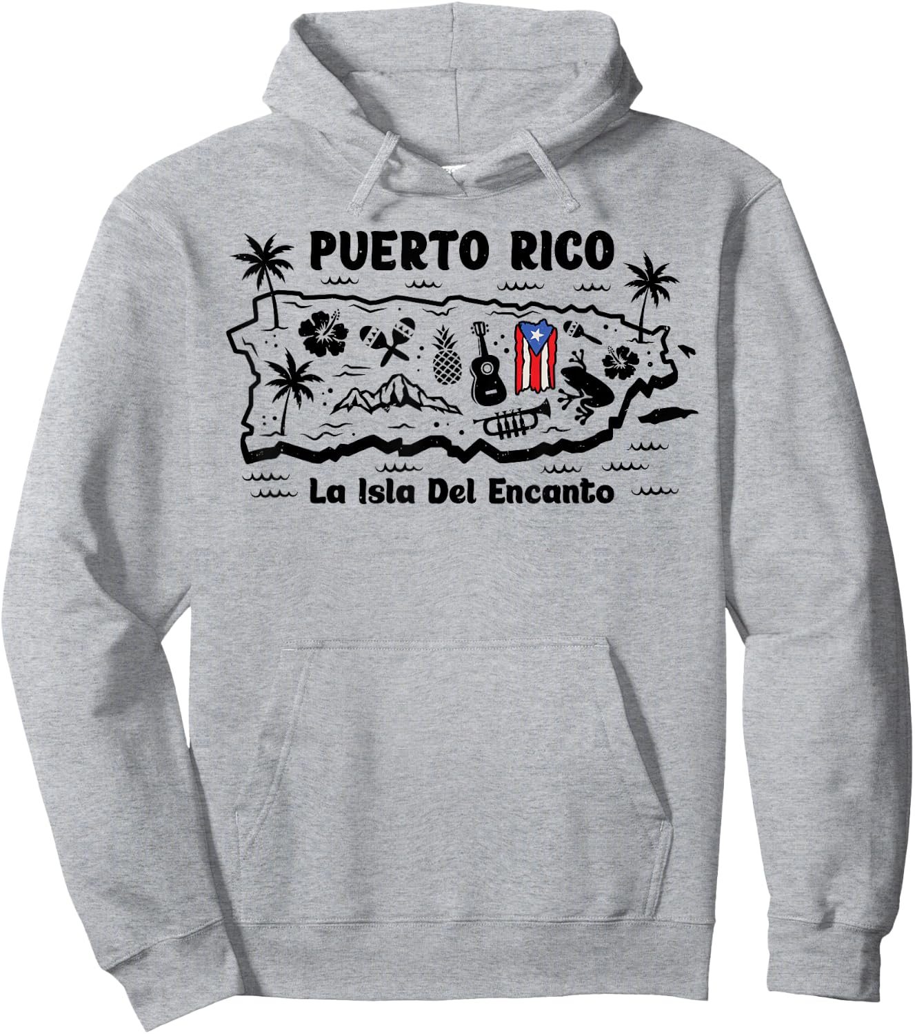 Puerto Rico La Isla del Encanto Puerto Rican Flag Retro Hoodie - Hoodie | Ash