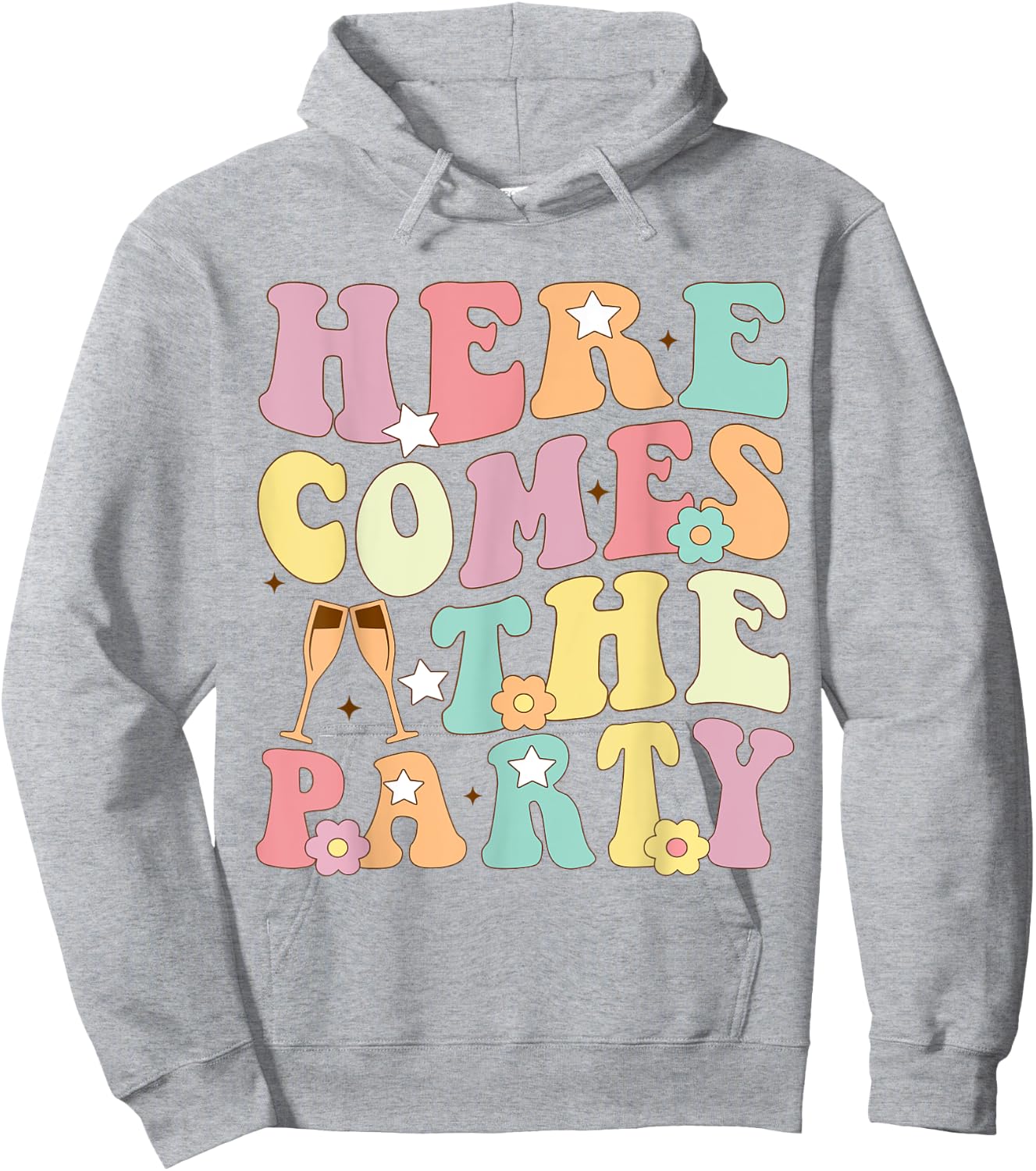 Here Come The Party Bride Retro Groovy Bachelorette Matching Hoodie - Hoodie | Ash