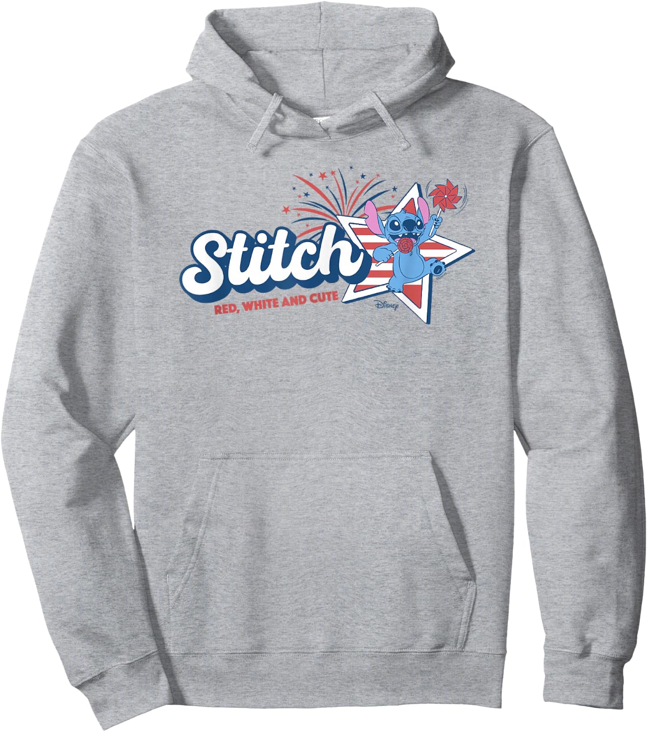 Disney Lilo & Stitch Red White Cute 4th of July Hoodie - Hoodie | Ash