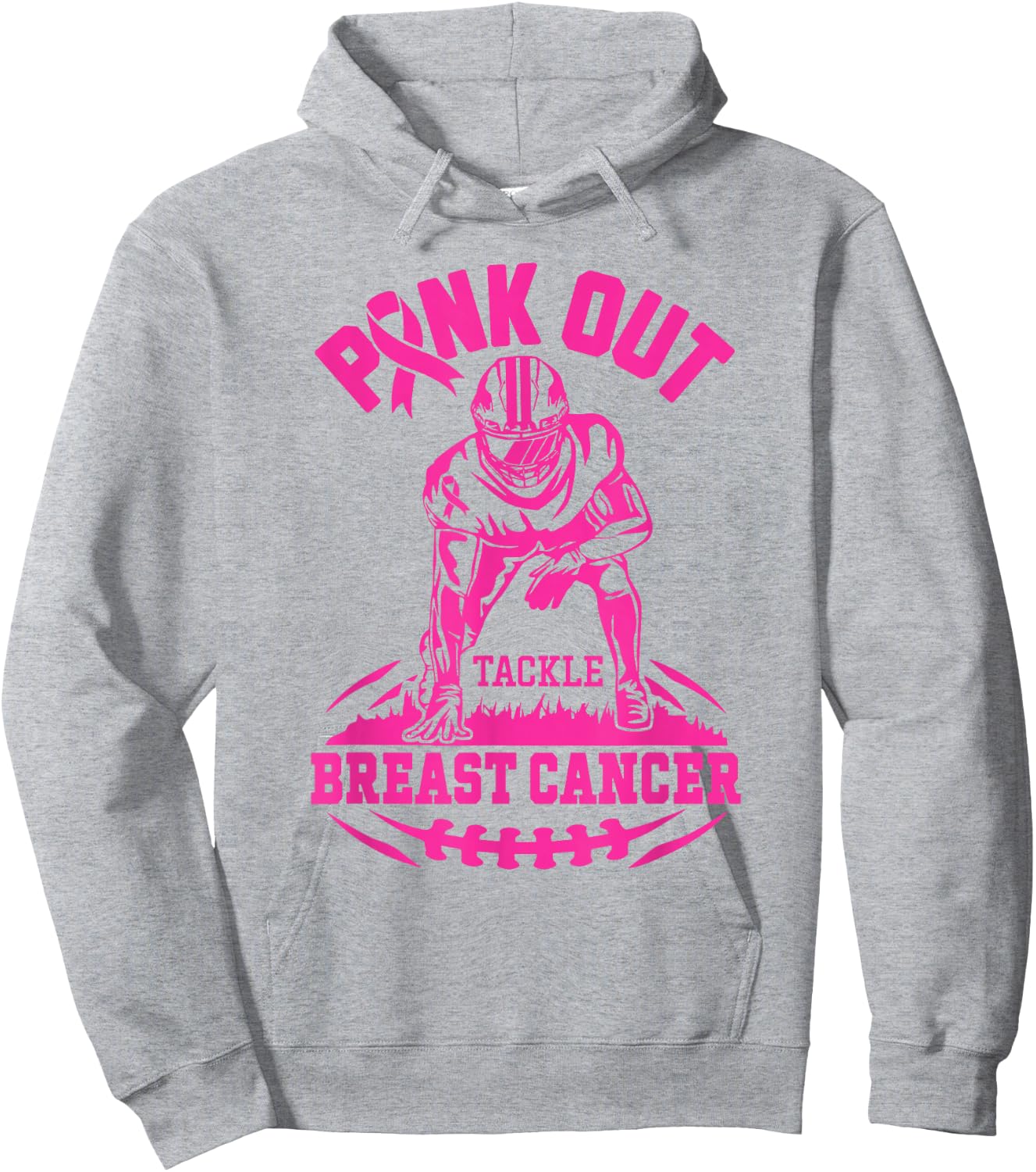 Pink Out Tackle Breast Cancer Awareness Football Pink Ribbon Hoodie - Hoodie | Ash