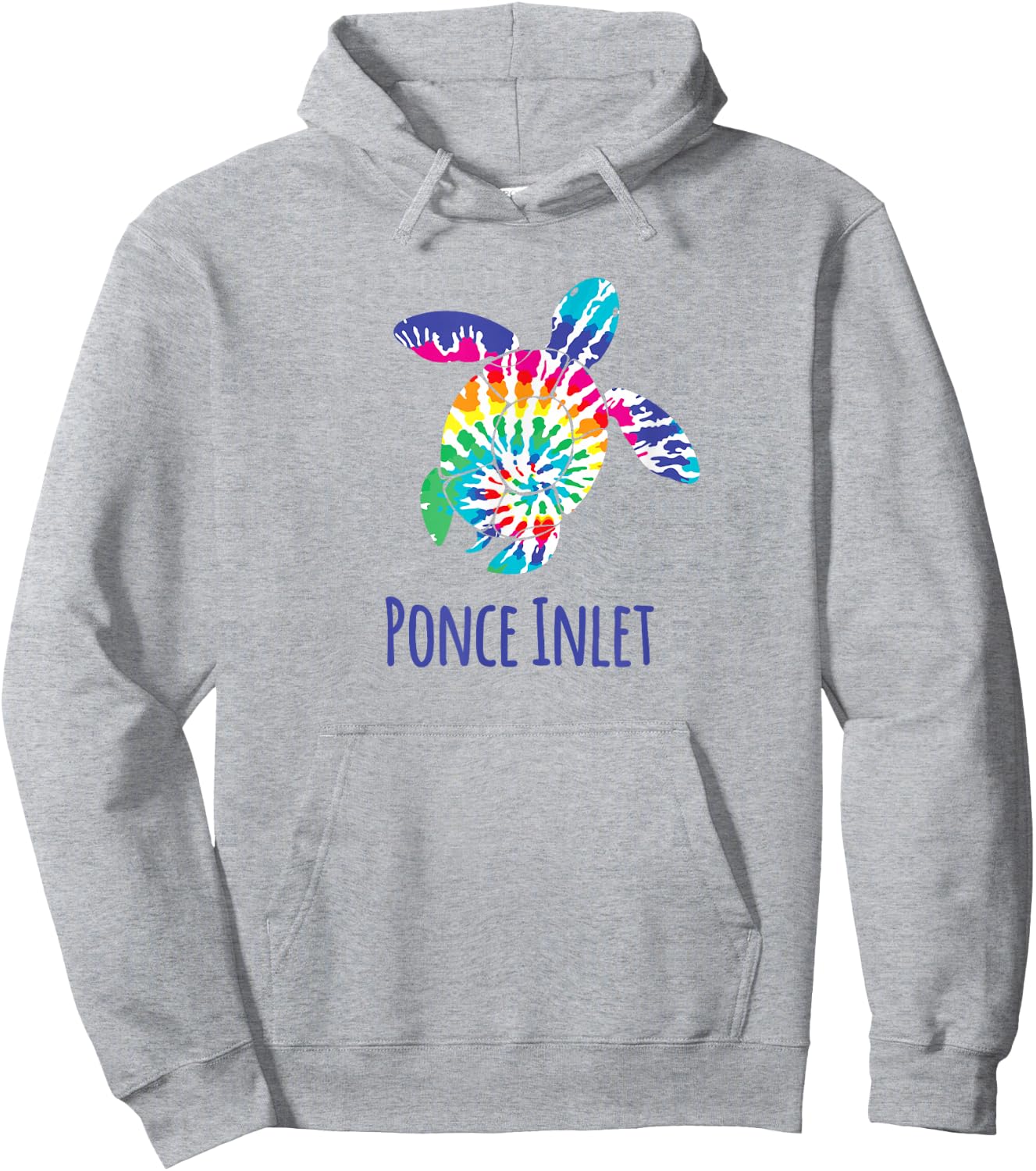 Ponce Inlet Florida Coastal Batik Tie Dye Loggerhead Turtle Hoodie - Hoodie | Ash