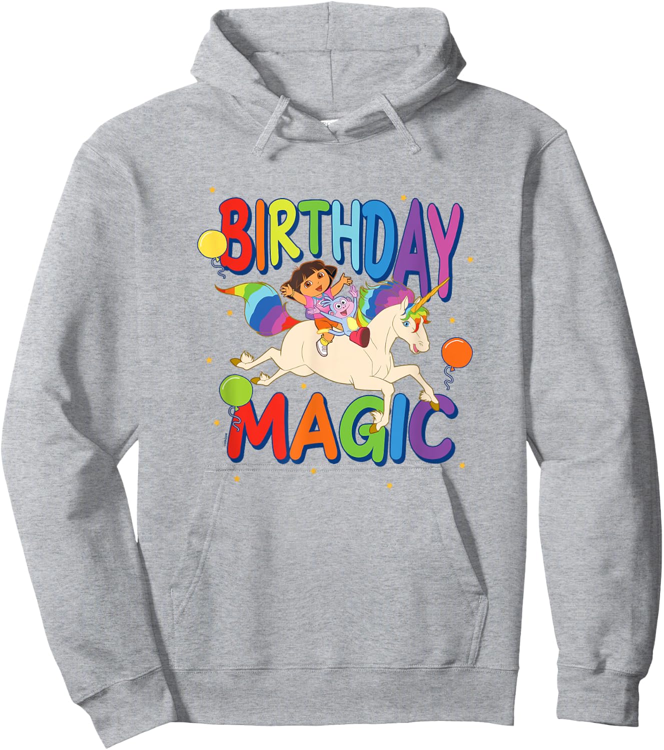 Dora the Explorer Birthday Magic Dora & Boots Riding Unicorn Hoodie - Hoodie | Ash
