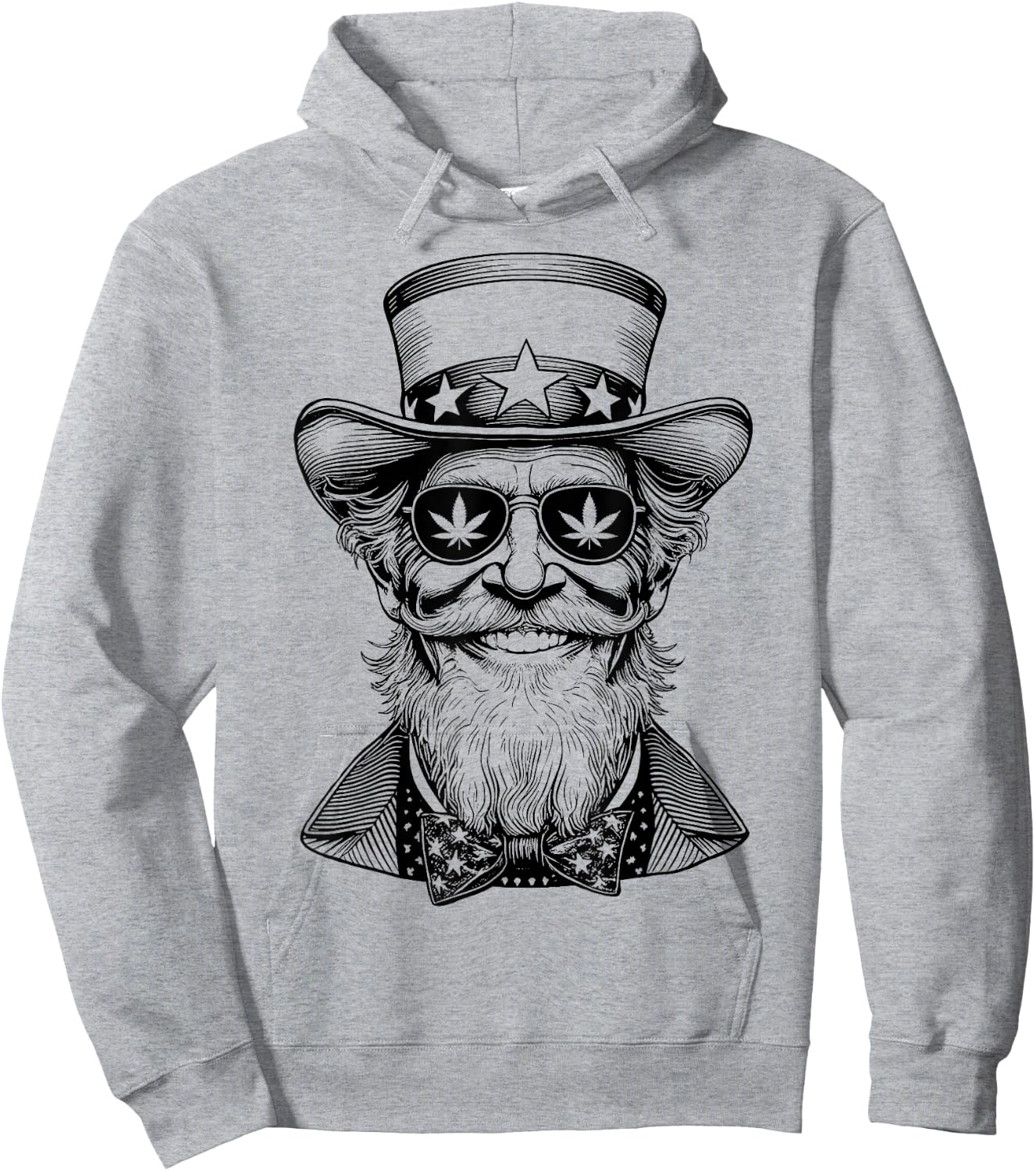 Weed Uncle Sam USA Funny 4th Of July 420 Stoner Marijuana Women Men Hoodie - Hoodie | Ash