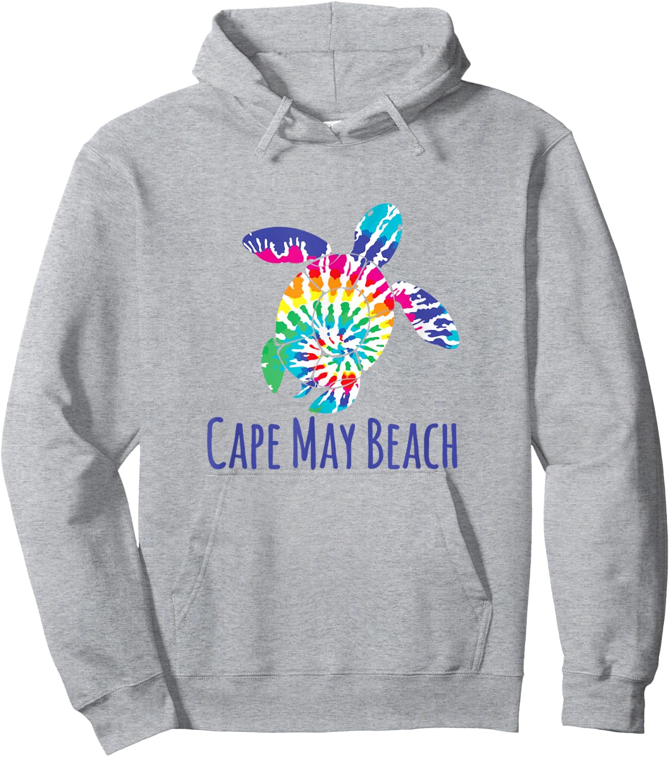Cape May Beach New Jersey Batik Tie Dye Loggerhead Turtle Hoodie - Hoodie | Ash