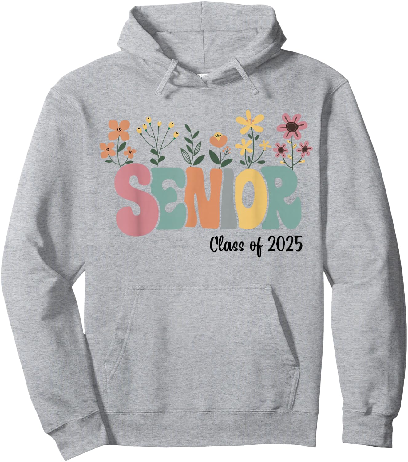 Retro Groovy Senior 25 Class Of 2025 Graduation Flower Hoodie - Hoodie | Ash