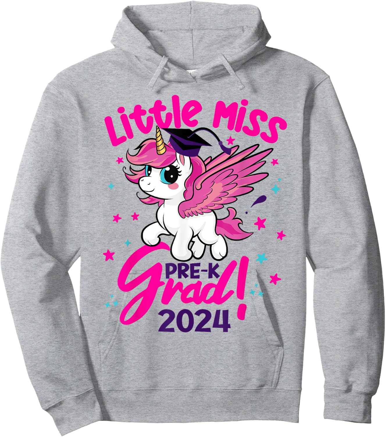 Unicorn Miss Pre-k Grad Preschool Graduation 2024 Kids Team Hoodie - Hoodie | Ash