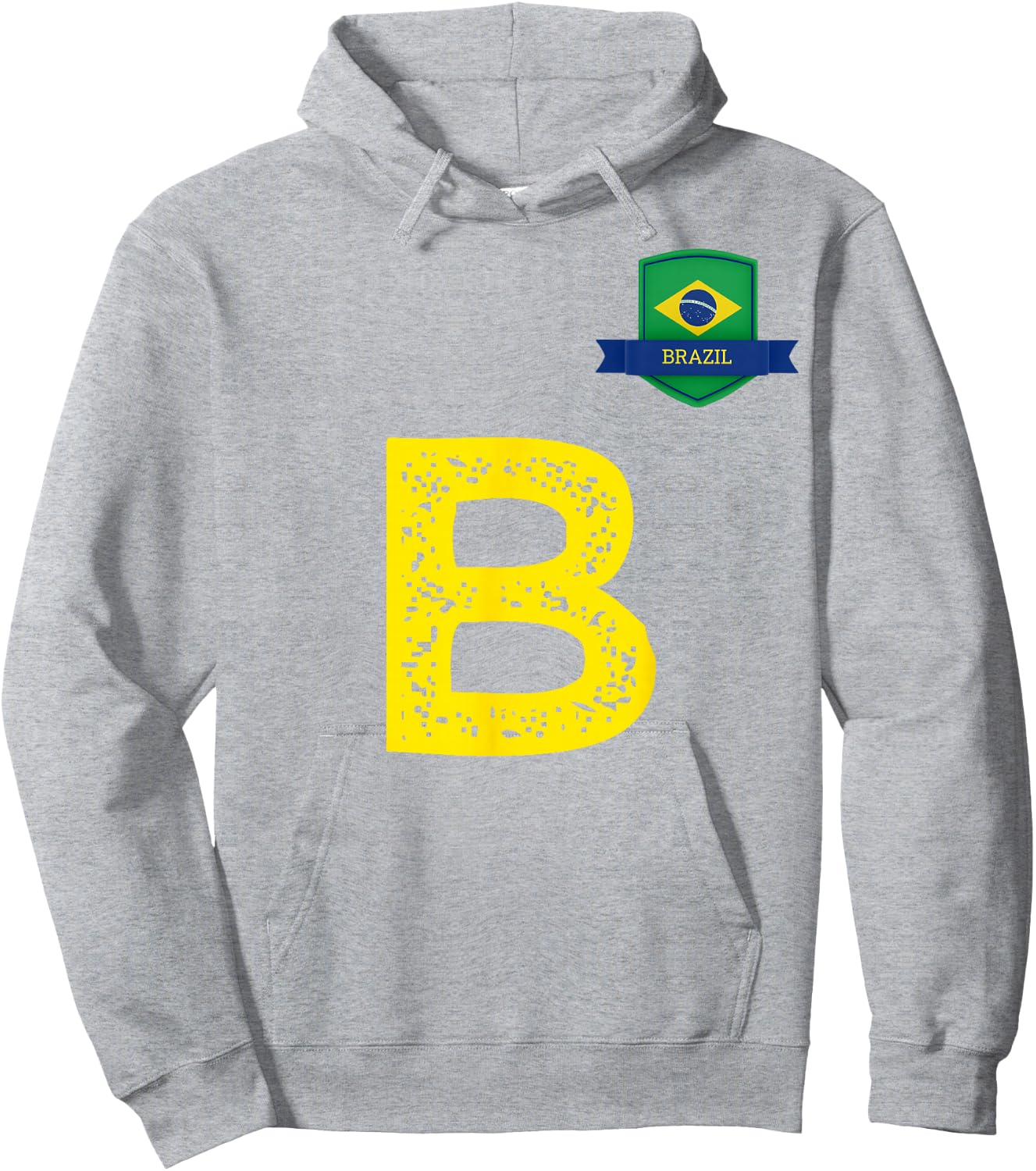 Brazil Human Flag Letter B Brazil Hoodie - Hoodie | Ash